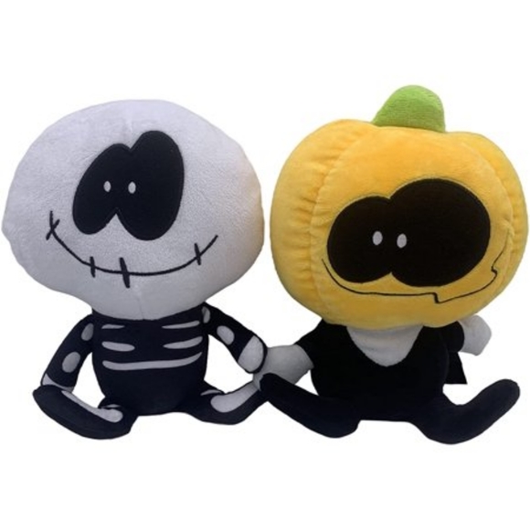 Skid and Pump Stuffed Animal Pumpkin and Skull - Picture 1 of 8